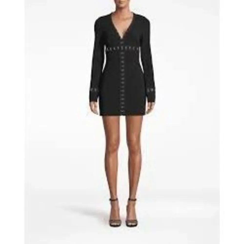 Nicole Miller Artelier Black Structured Mini Dress Silver Accent Edgy Baddie Alt